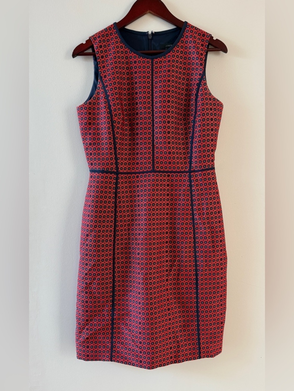 J. CREW Women's Red Print Sleeveless Paneled Sheath Dress Size 8